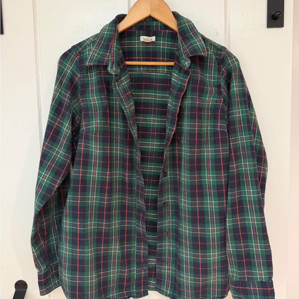 L.L. Bean Women’s Green and Red Flannel
